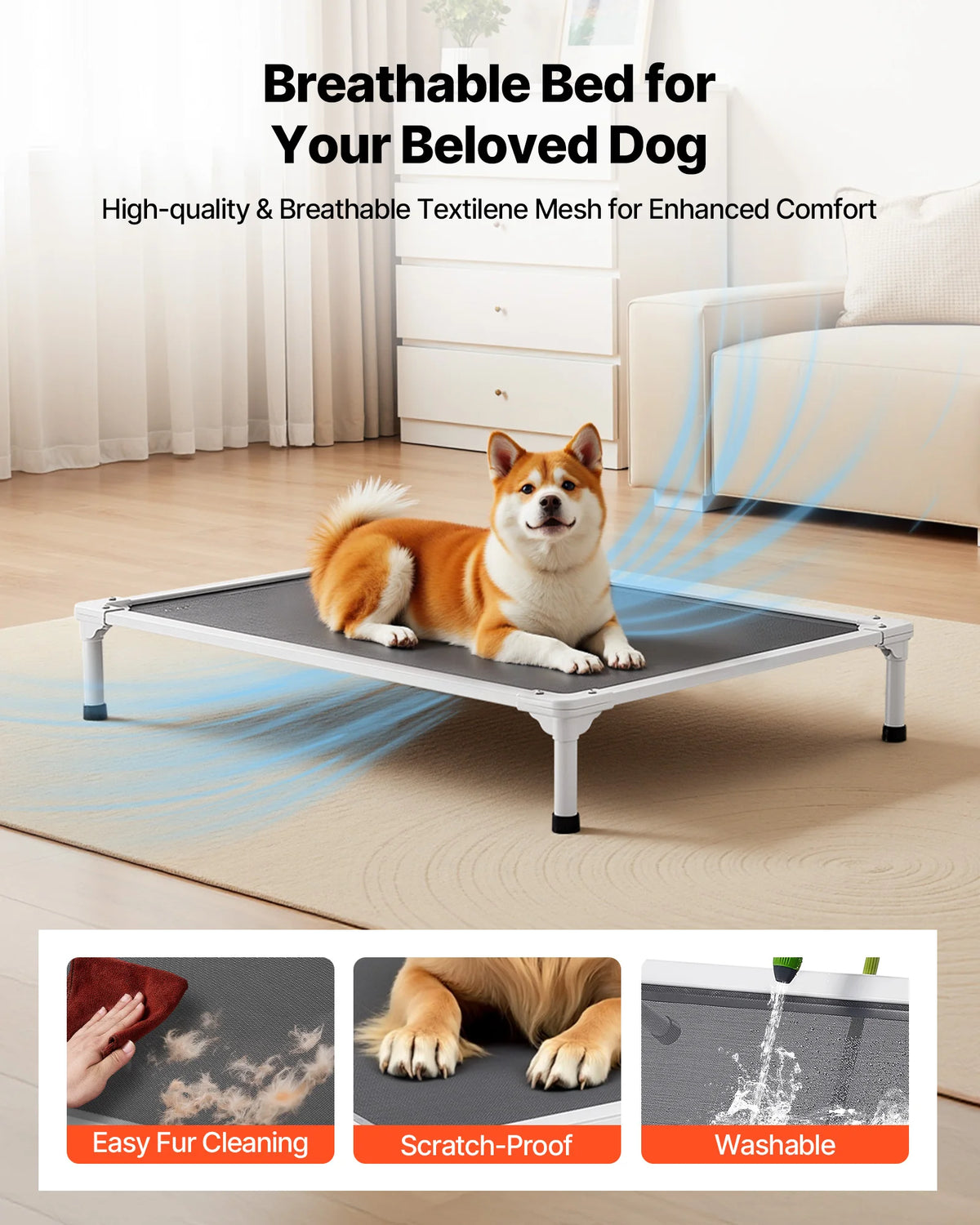 SucceBuy Elevated Dog Bed Portable Breathable Raised Pet Cot