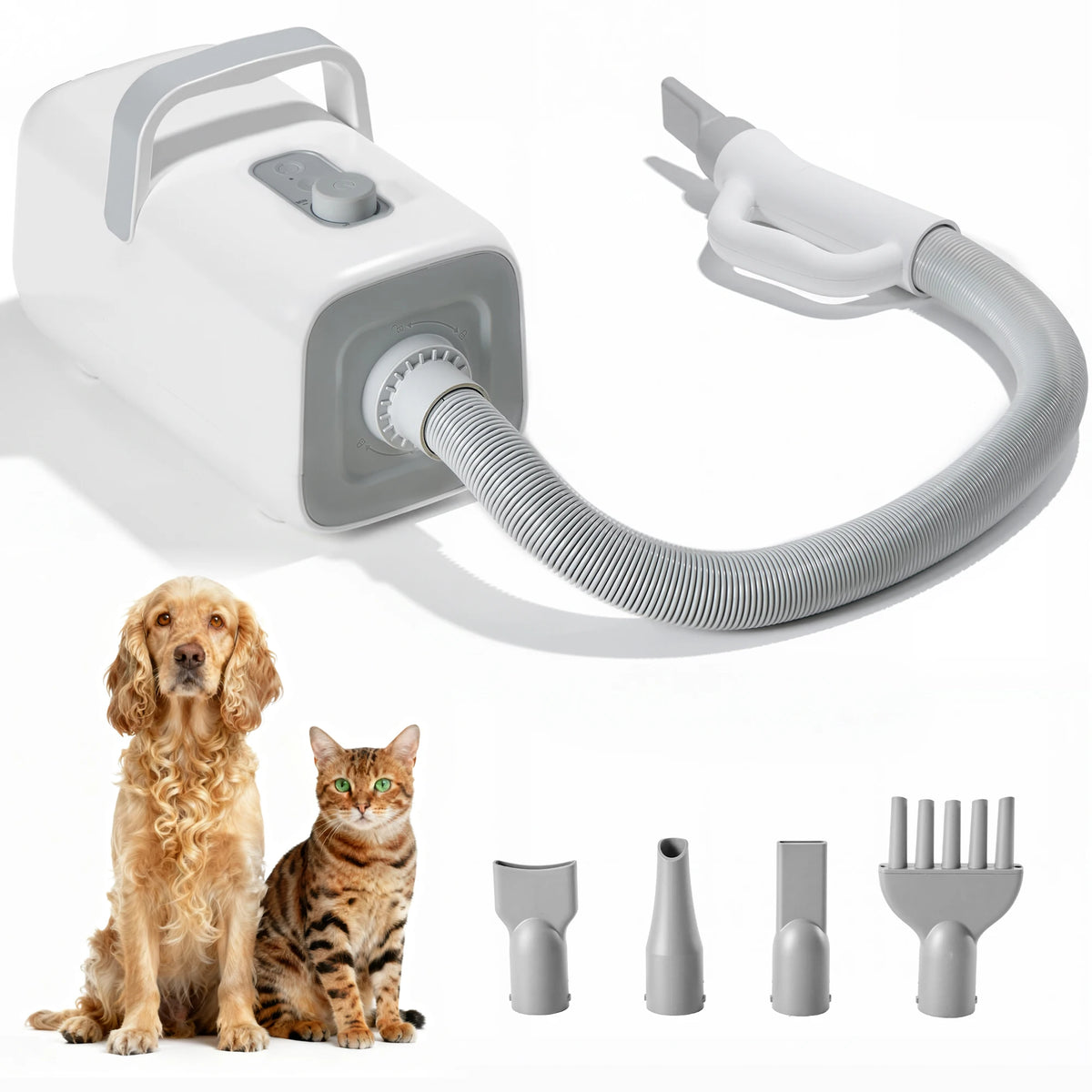 Low Noise Pet Grooming Vacuum Blow Dryer With Four Nozzles