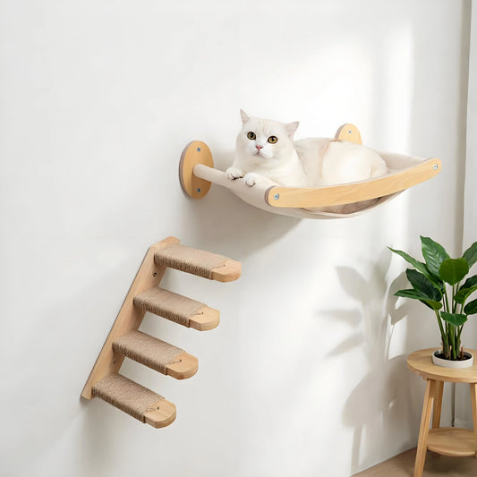 CWV Wall Mounted Cat Climbing Shelf And Sisal Scratching Hammock