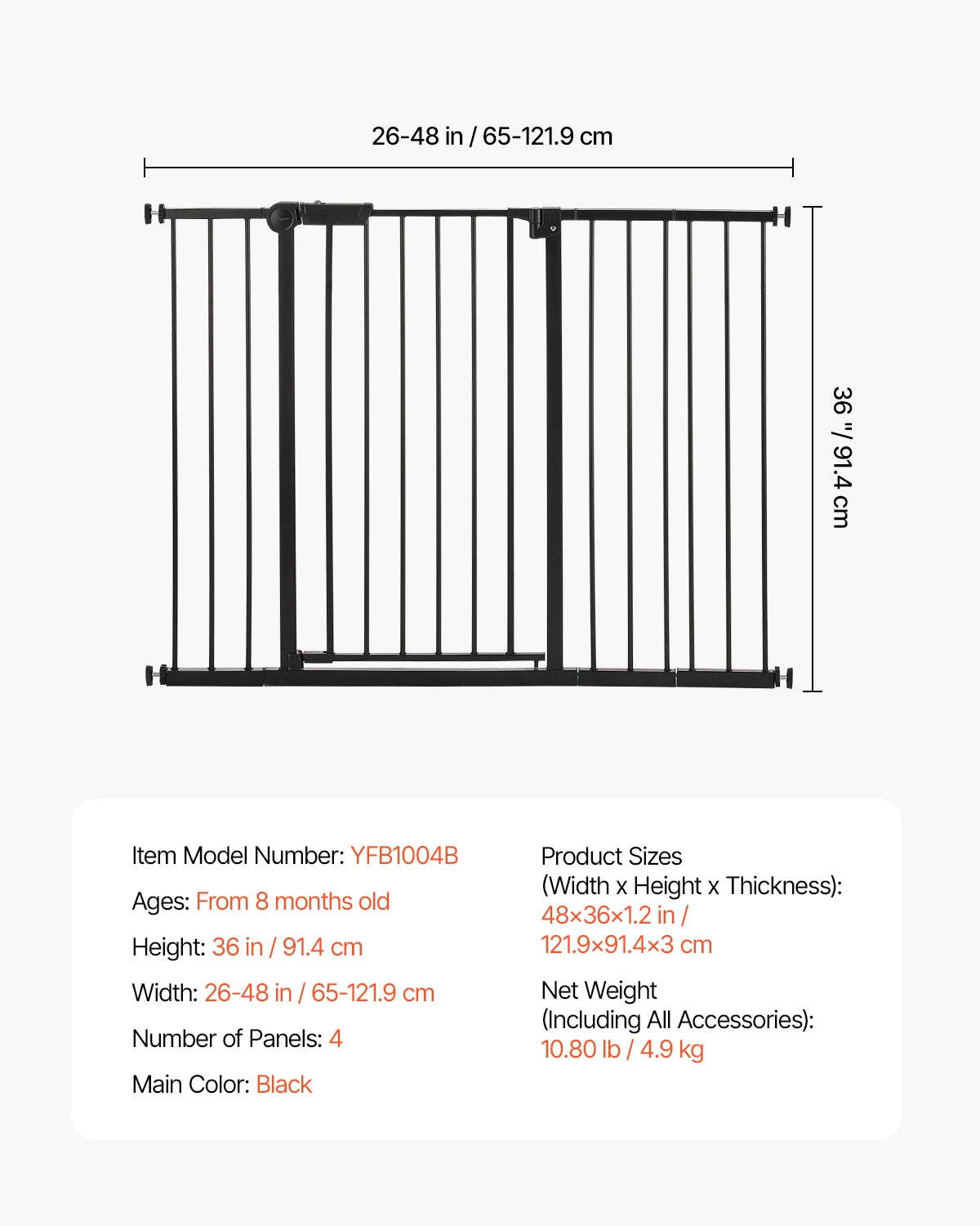 SucceBuy Pressure Mounted Walk Through Baby Pet Security Gate