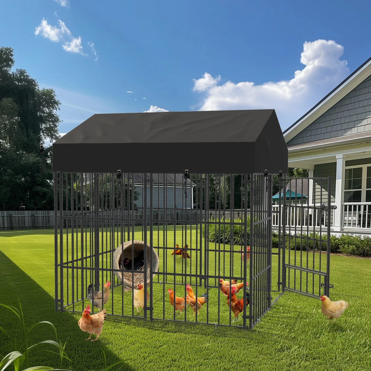 Outdoor Heavy Duty Metal Dog Kennel And Secure Animal Enclosure