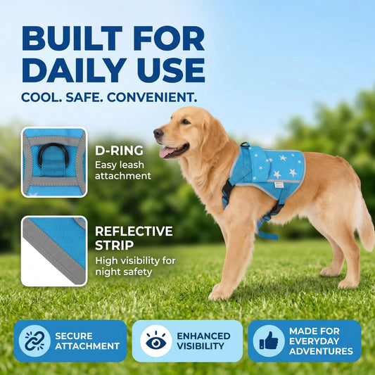 Cooling Vest Harness For Dogs With Freezer Packs Outdoor Use