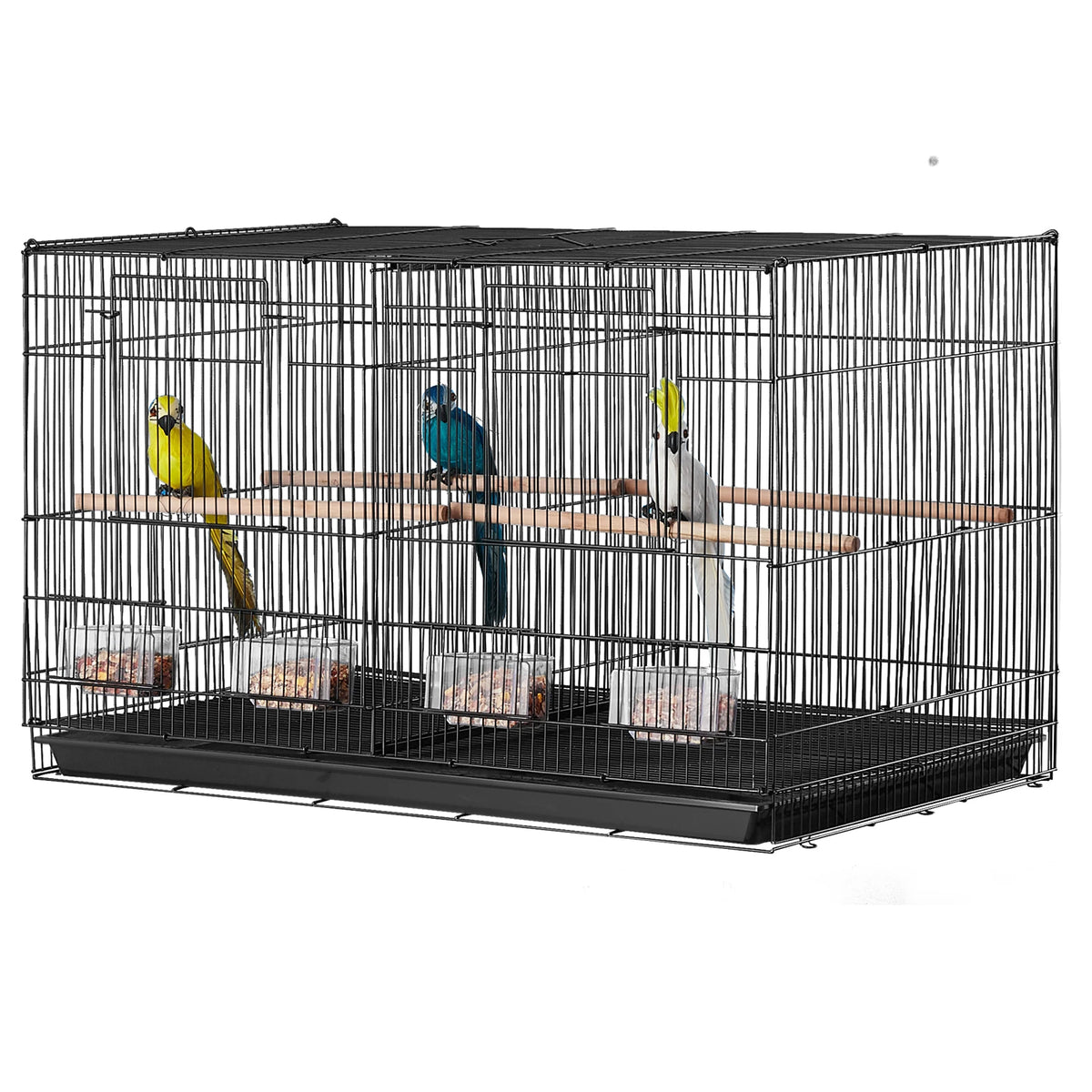 SucceBuy Stackable Divided Bird Cage With Handle And Perches