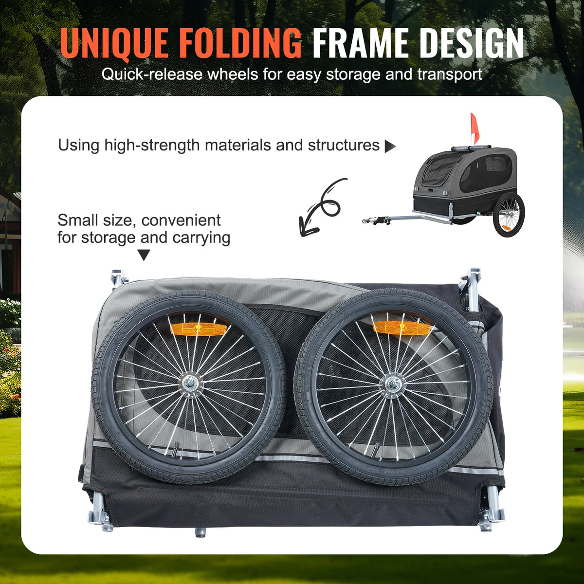 Collapsible Dog Bike Trailer With Coupler Reflector And Flag