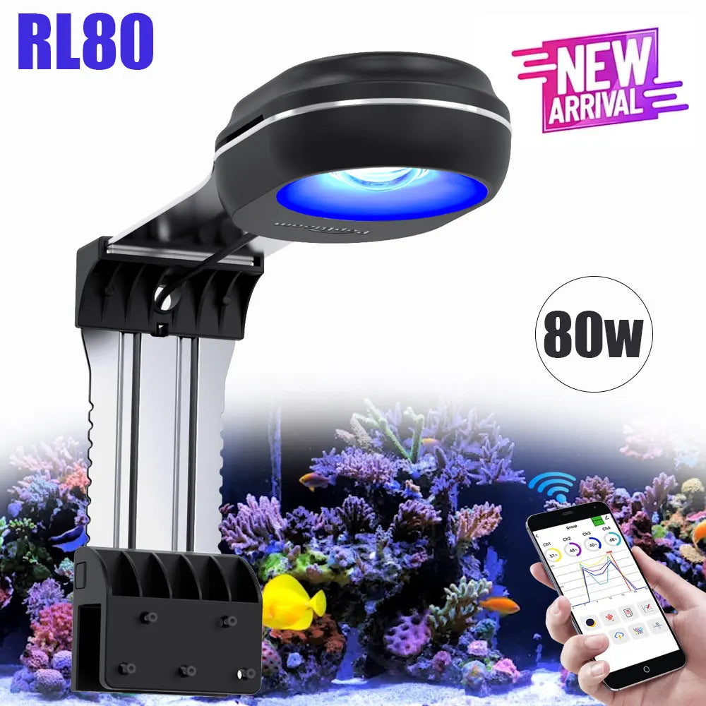 Newest PopBloom 60W 80W Nano Aquarium Light, Professional LED Aquarium Lamp High PAR for SPS/LPS Corals Saltwater Fish Aquarium LED