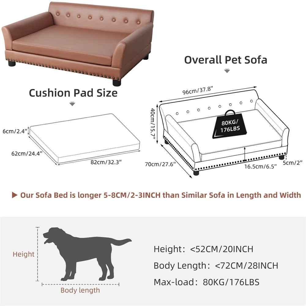 BORWART Raised Dog Sofa Bed With Removable Cover For Pets