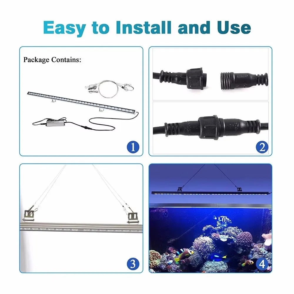 Populargrow 85cm Light Led Strip Length 81W Led Aquarium Lamp for Coral Reef Fish Tank