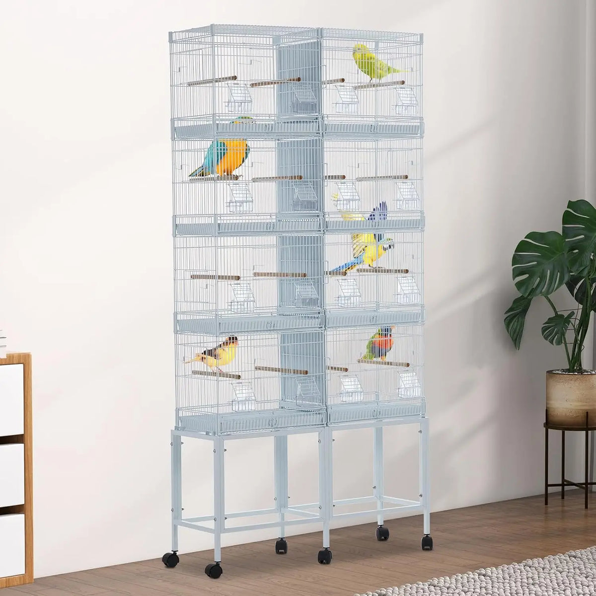 TWISTER.CK Large Bird Cage With Rolling Stand And Detachable Tray
