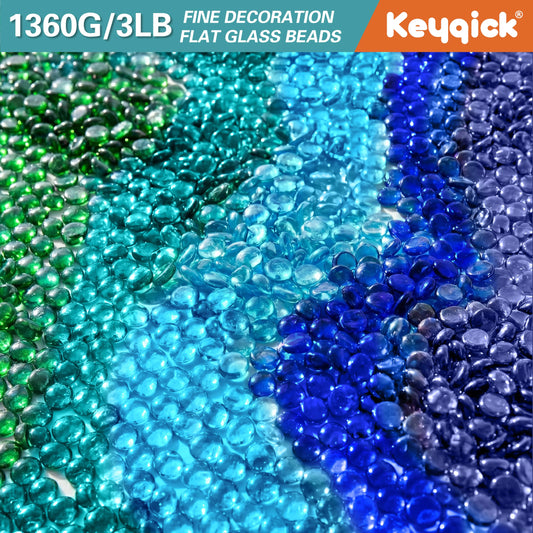 1360g Flat Glass Beads, Assorted-Color Flat Gemstones, Suitable for Use as Aquarium Pebbles, Vase Fillers, DIY Crafts, and as Scattered Table Decorations, Assorted-Color Glass Gemstones, Ideal for Vase Accents and Crafts, Fiv