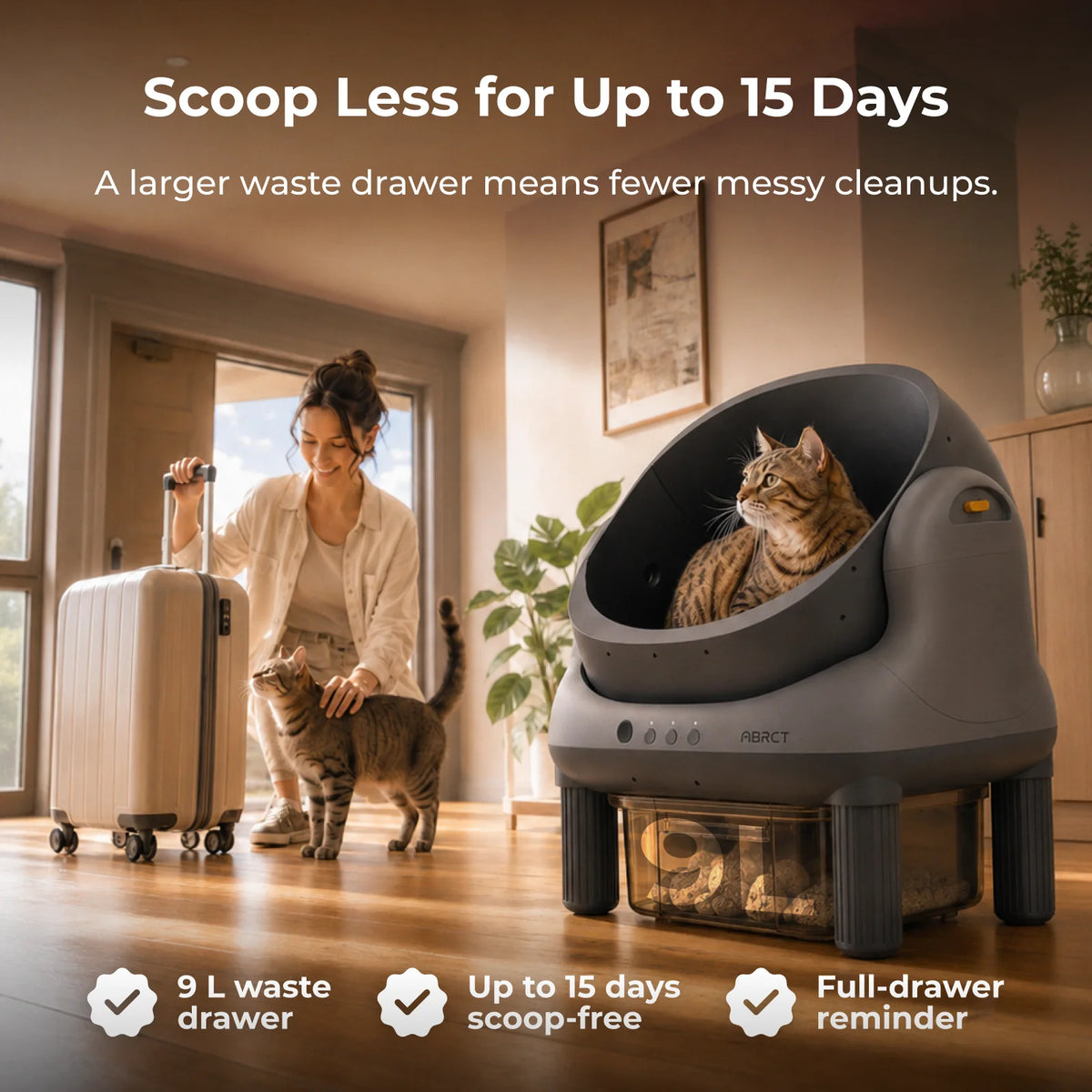 Open Top Self Cleaning Litter Box,Electronic Hands-Free,Smart Robot,Automatic Cleaning Litter Box-App Control & Safe Anti-Pinch,with Safety Sensors & Liner for Small &Medium-sized Cats