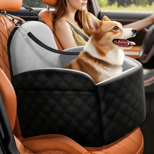 Dog Car Seat With Memory Foam Cushion And Safety Leashes