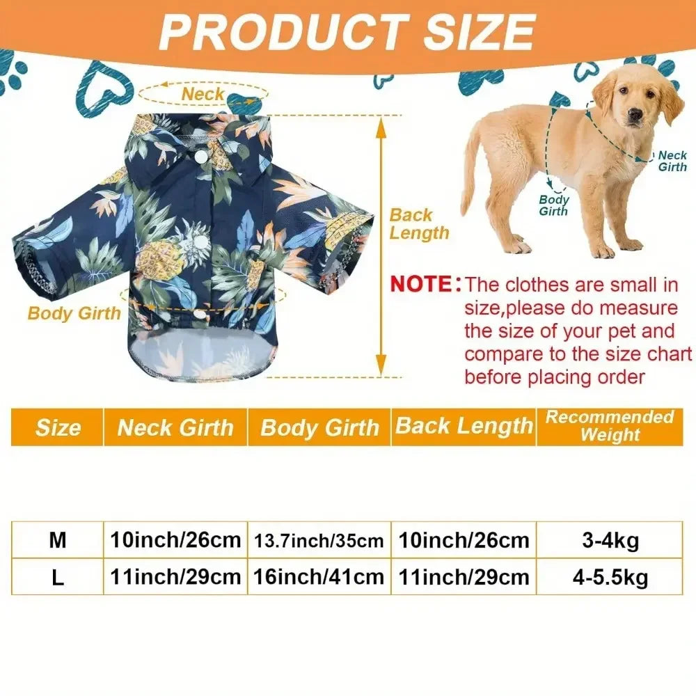 Set of 4 Pet Summer Shirts Hawaiian Style Dog T-Shirts Floral Coconut Tree Printed Puppy Shirt Summer Beach Dog Apparel Cat Outfit Shirt Breathable Pet Cool Clothes for Small To Medium Pets Halloween