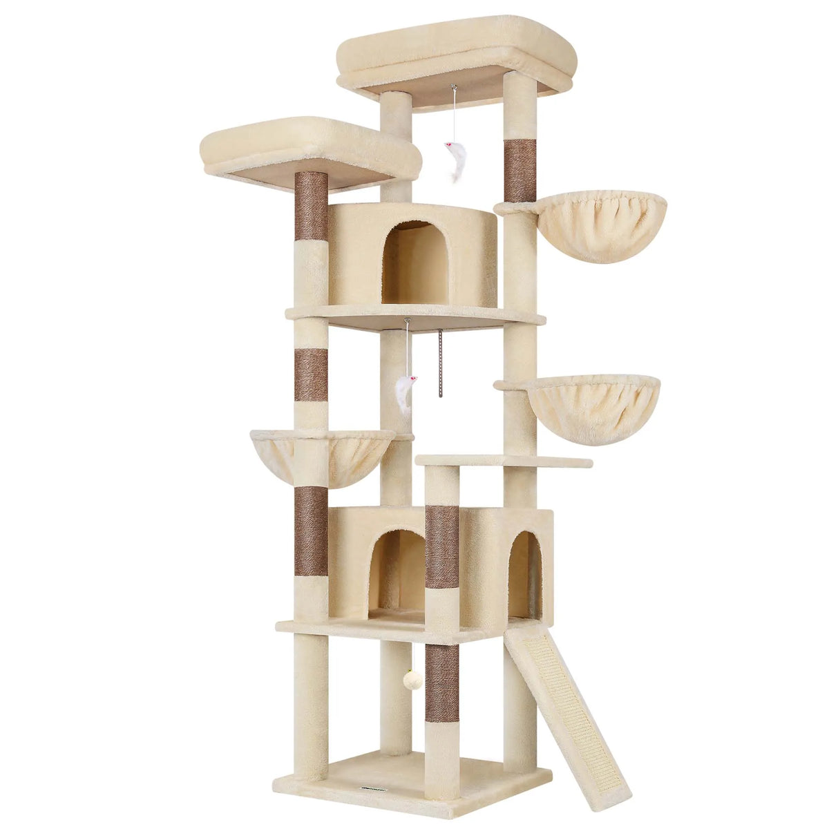 Globlazer 76" Cat Tower for 2-3 Large Cats Multi-Level Cat Tree with Hammock Scratching Post 2 Condos and 3 Hammocks