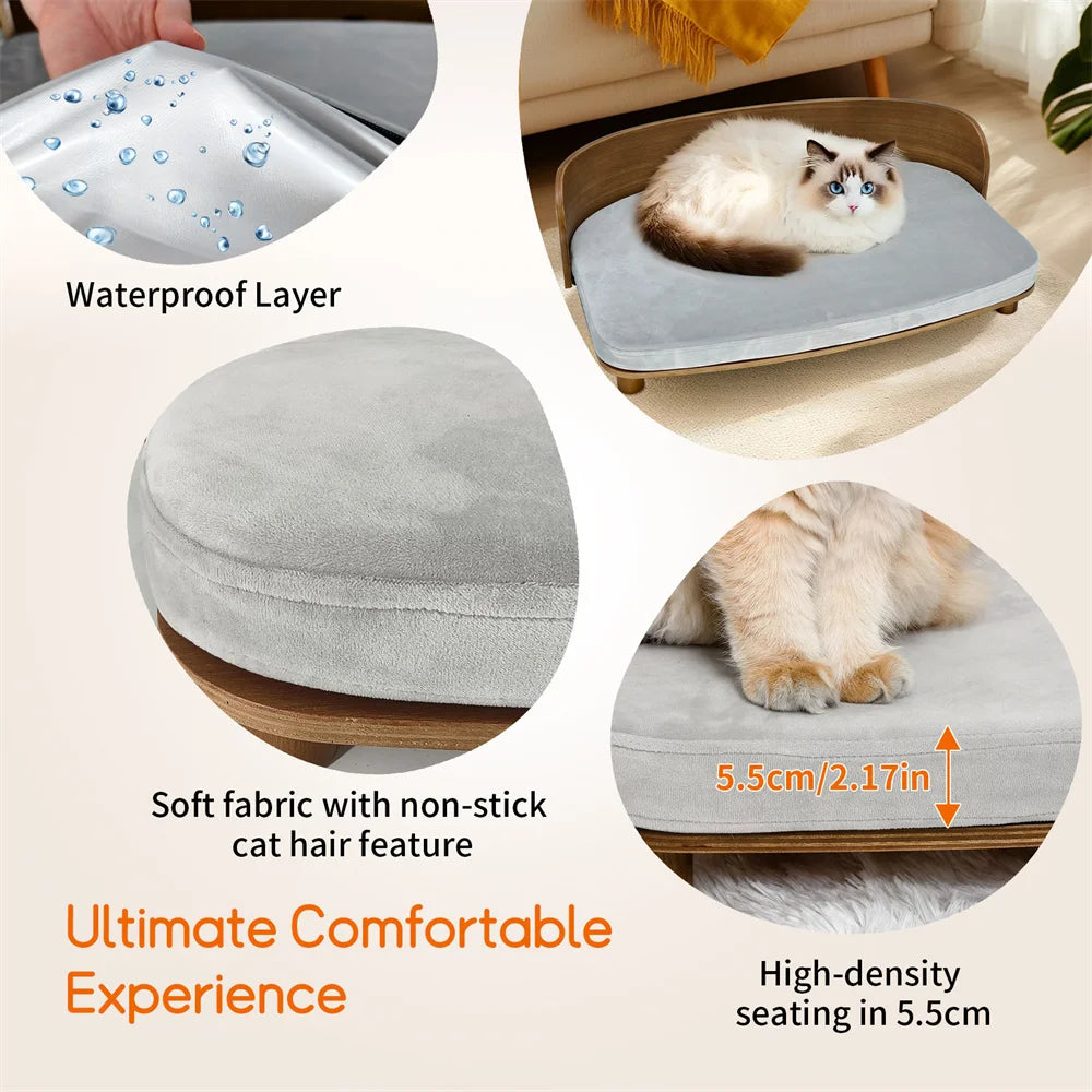 Borwart Elevated Pet Sofa With Eucalyptus Wood Cushion For Dogs