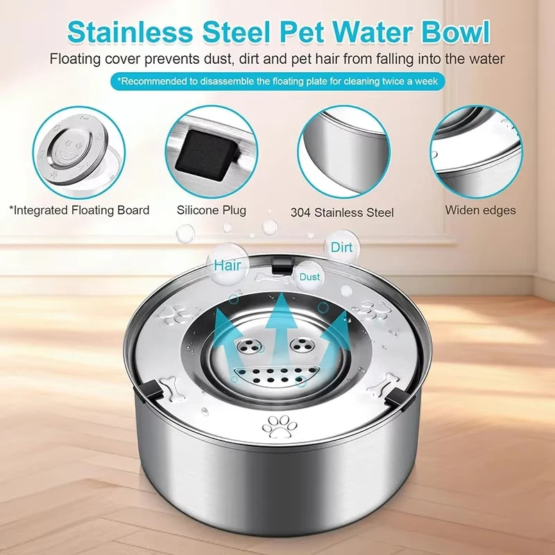 Stainless Steel Anti Splash Floating Dog Water Feeder Bowl