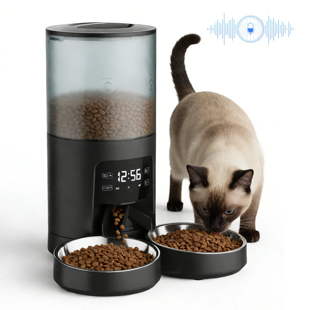 Automatic Programmable Cat Feeder With Dual Stainless Bowls