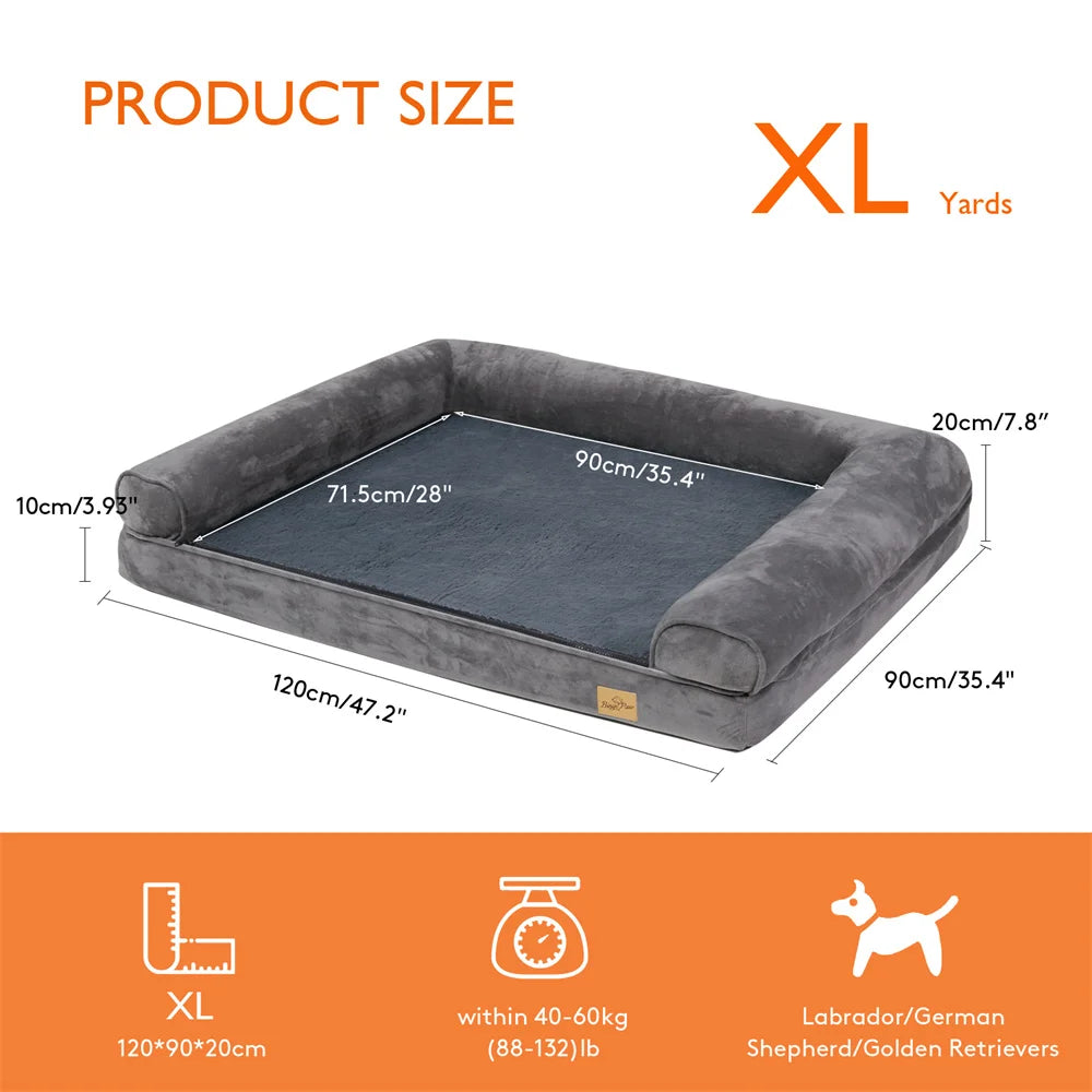 BORWART Orthopedic Memory Foam Calming Dog Sofa Bed Removable Cover
