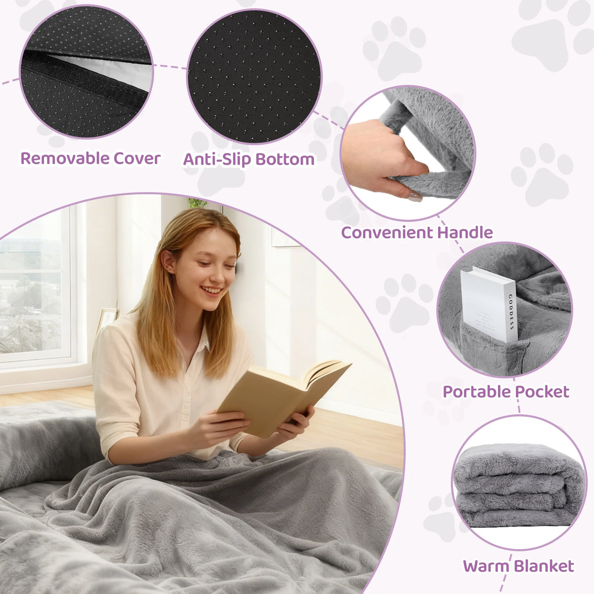 Orthopedic Dog Bed With Removable Faux Fur Cover For Adults