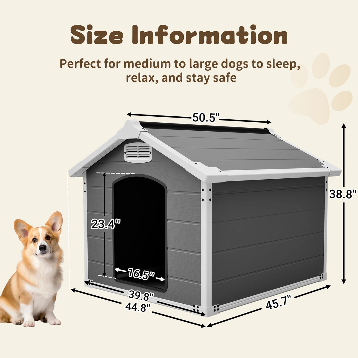 Heavy Duty Waterproof Dog House With Ventilated Easy Clean Design
