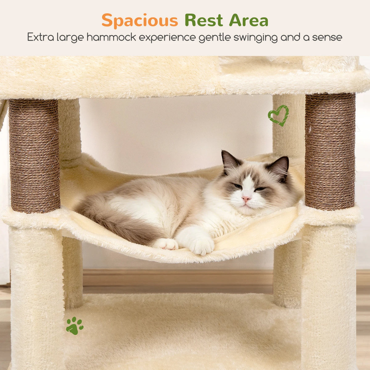 Globlazer 76" Large Cat Tree Tower for Indoor Cats, Multi-Level Cat Climbing Activity Center with 2 Condos, 2 Hammocks, 3 Perches, Sisal Scratching Posts and Board for 2-3 Medium Large Cats