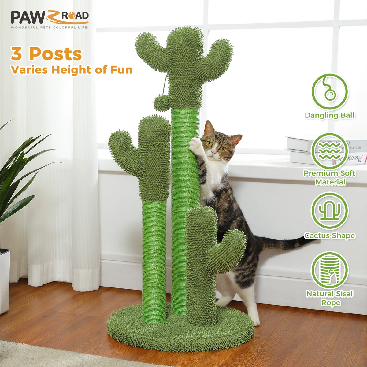 PAWZ Road Cat Scratching Post With Sisal Poles Interactive Toy