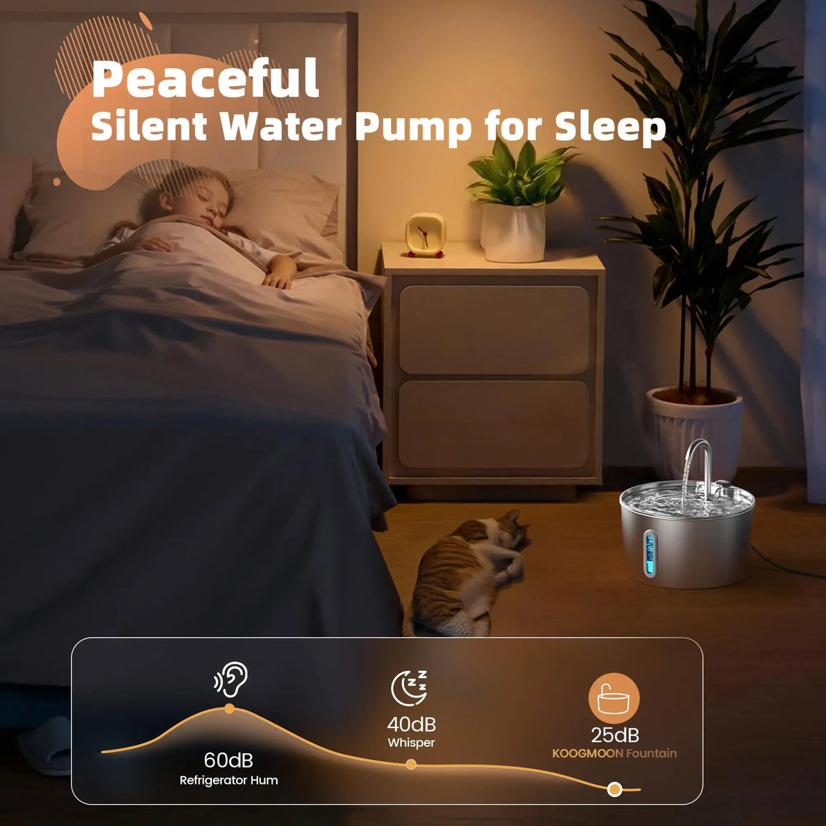 Weomg Automatic Stainless Steel Cat Water Fountain Ultra Quiet Dispenser