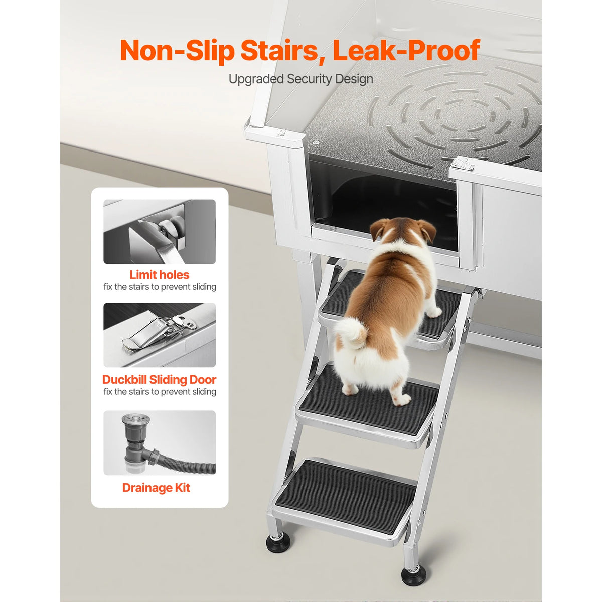 Stainless Steel Dog Washing Station Grooming Tub With Faucet