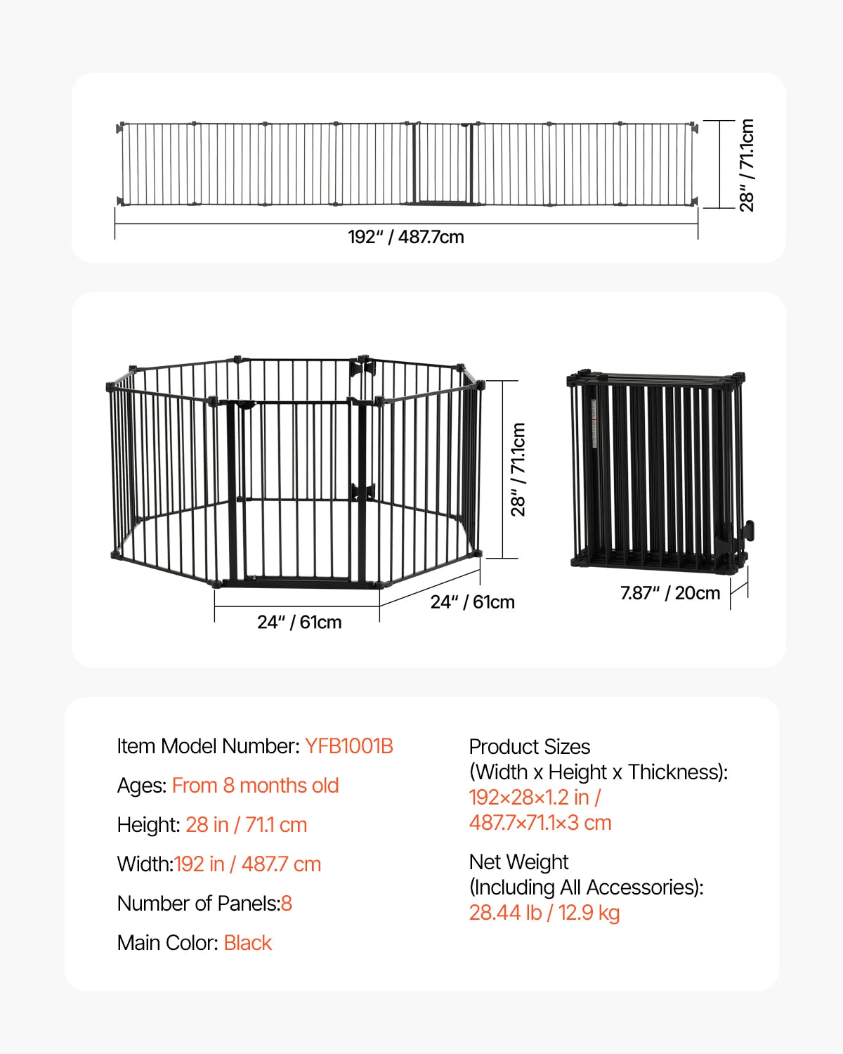 SucceBuy Pressure Mounted Walk Through Baby Pet Security Gate
