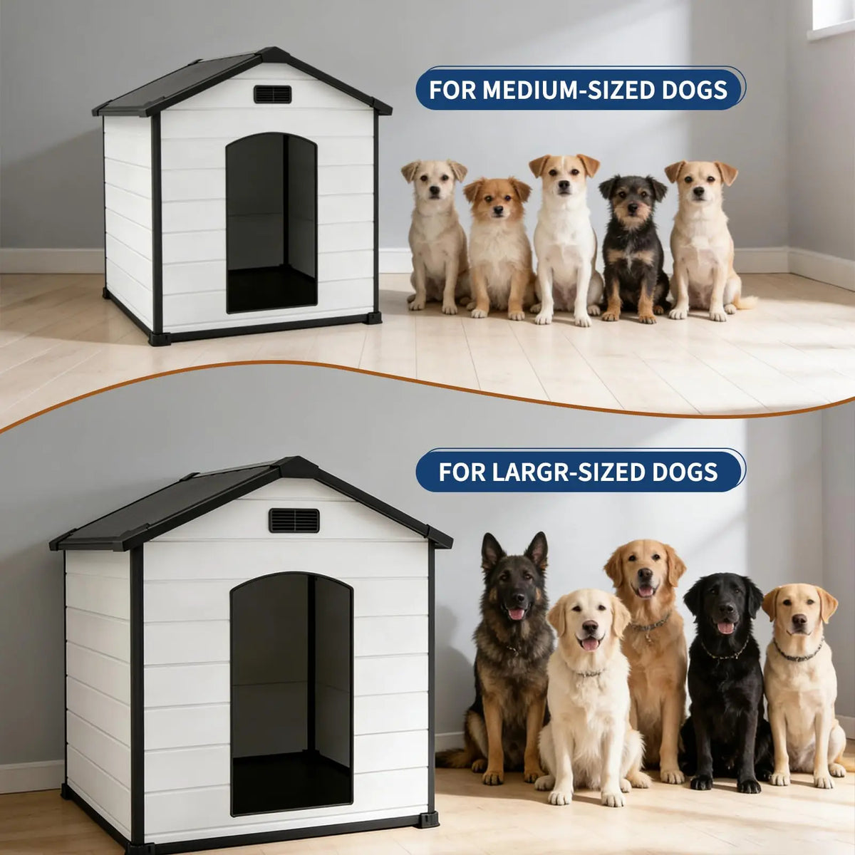 Waterproof Insulated Outdoor Dog House With Elevated Floor And Removable Roof