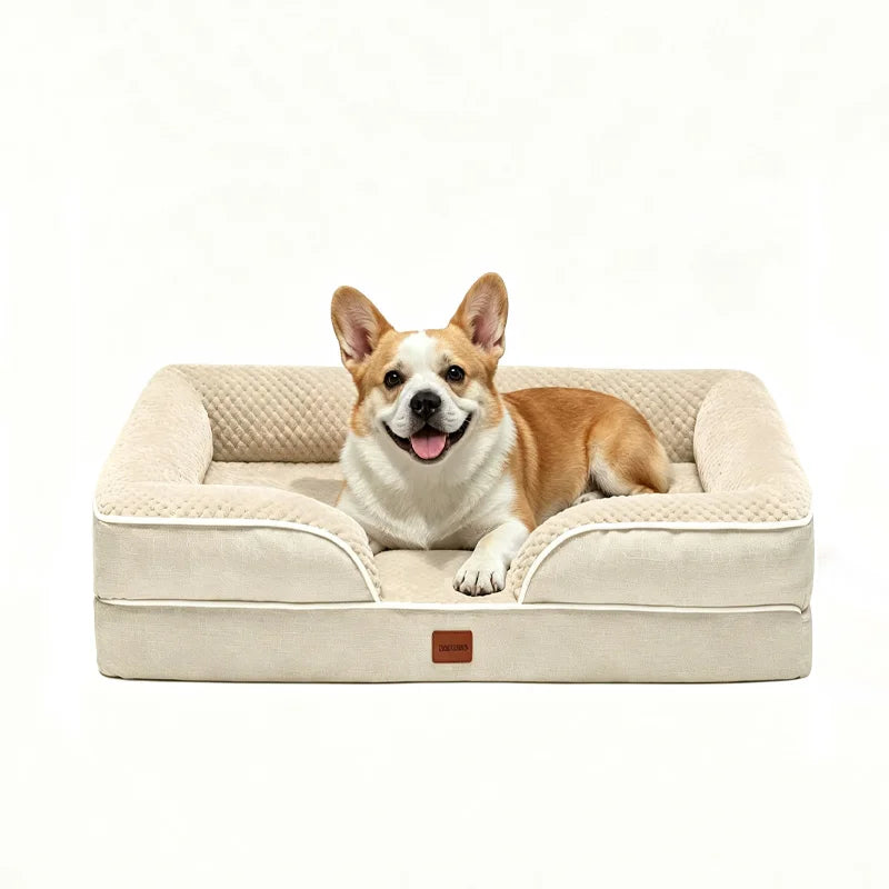 Orthopedic Dog Bed with Memory Foam & Egg-Crate Foam, Washable Waterproof Cover, Non-Slip Pet Couch for Small Medium Dogs, 4 Sizes