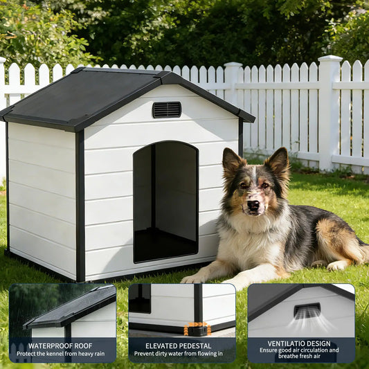 Waterproof Insulated Outdoor Dog House With Elevated Floor And Removable Roof