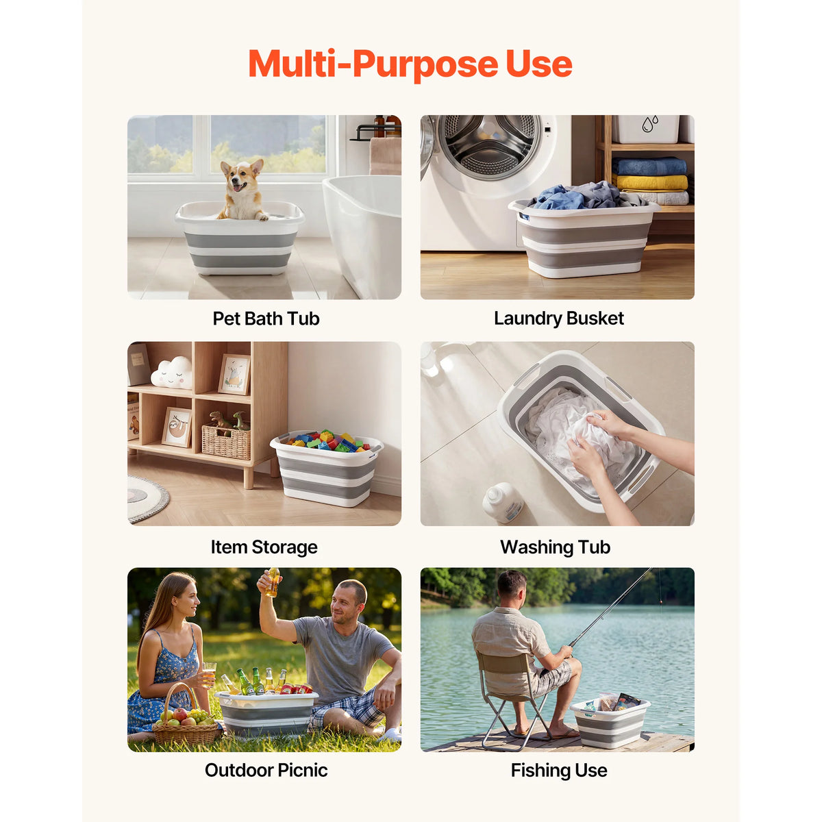 SucceBuy Collapsible Dog Bathtub With Built In Drainage Hole
