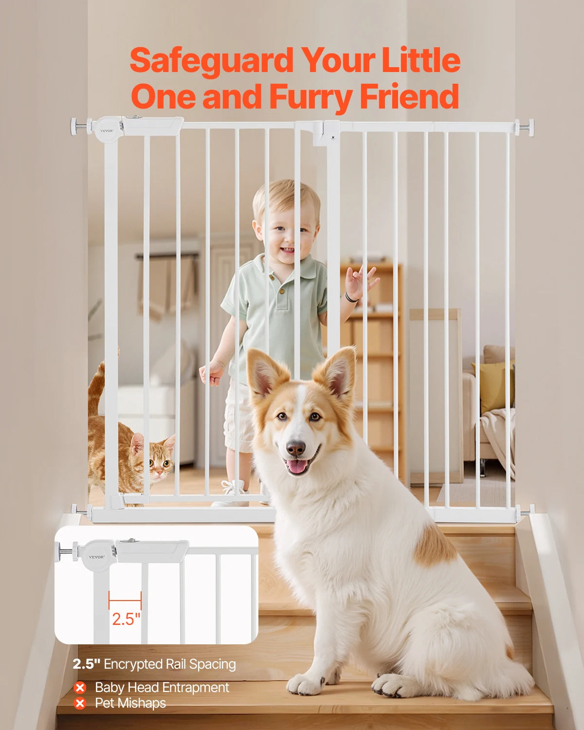SucceBuy Pressure Mounted Walk Through Baby Pet Security Gate