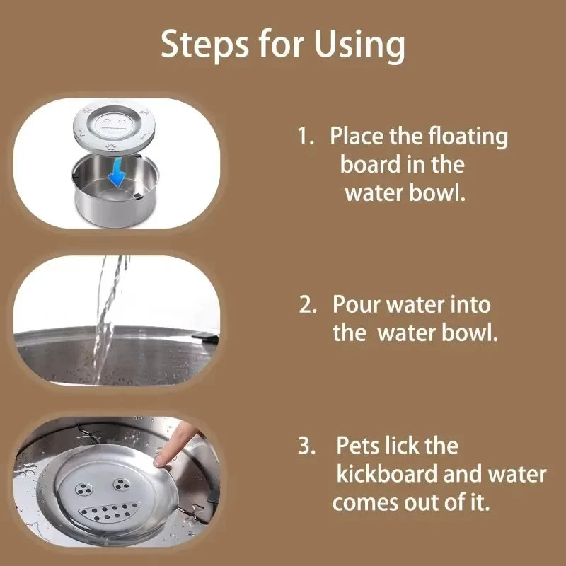 Stainless Steel Anti Splash Floating Dog Water Feeder Bowl