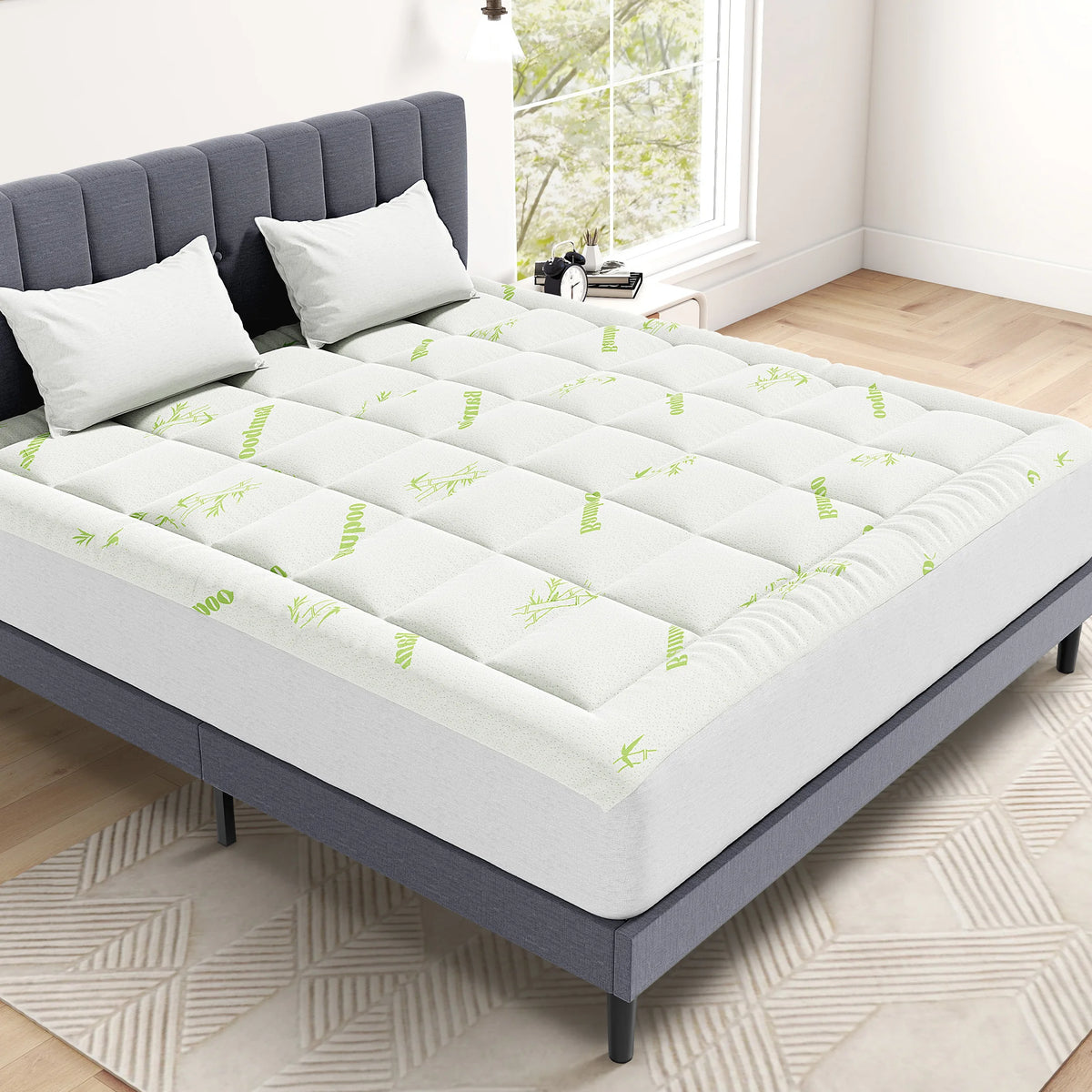 MCQ Bamboo Viscose Mattress Topper Featuring Pillow Top Cooling Pad