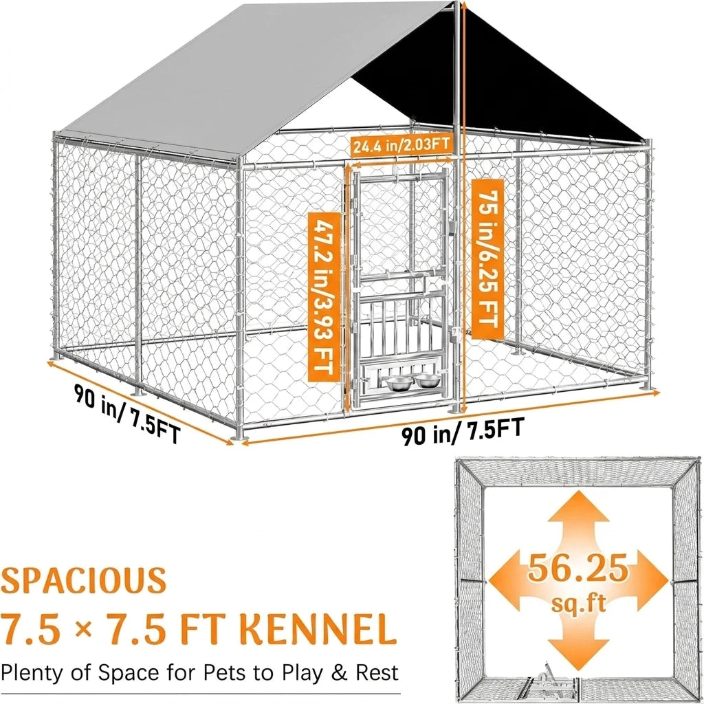 Heavy Duty Outdoor Dog Kennel With Waterproof UV Resistant Roof