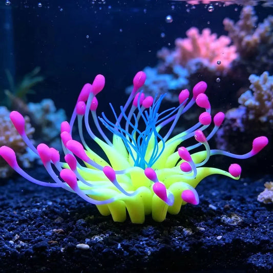 Fish Tank Artificial Coral Decorations Seaweed Plants Glow in Dark Aquarium Accessories Decoration Ornament for Freshwater Saltwater Tank Home Office Colorful Realistic Design Easy Clean Fish Hobbyist Gift Idea for Men Women