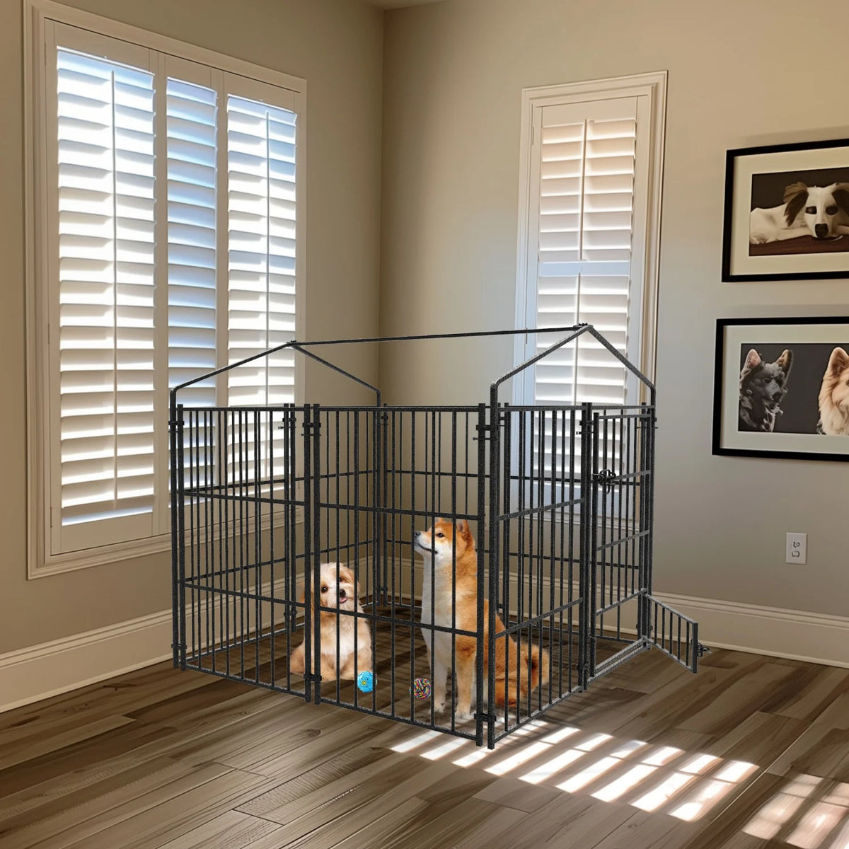 Outdoor Heavy Duty Metal Dog Kennel And Secure Animal Enclosure