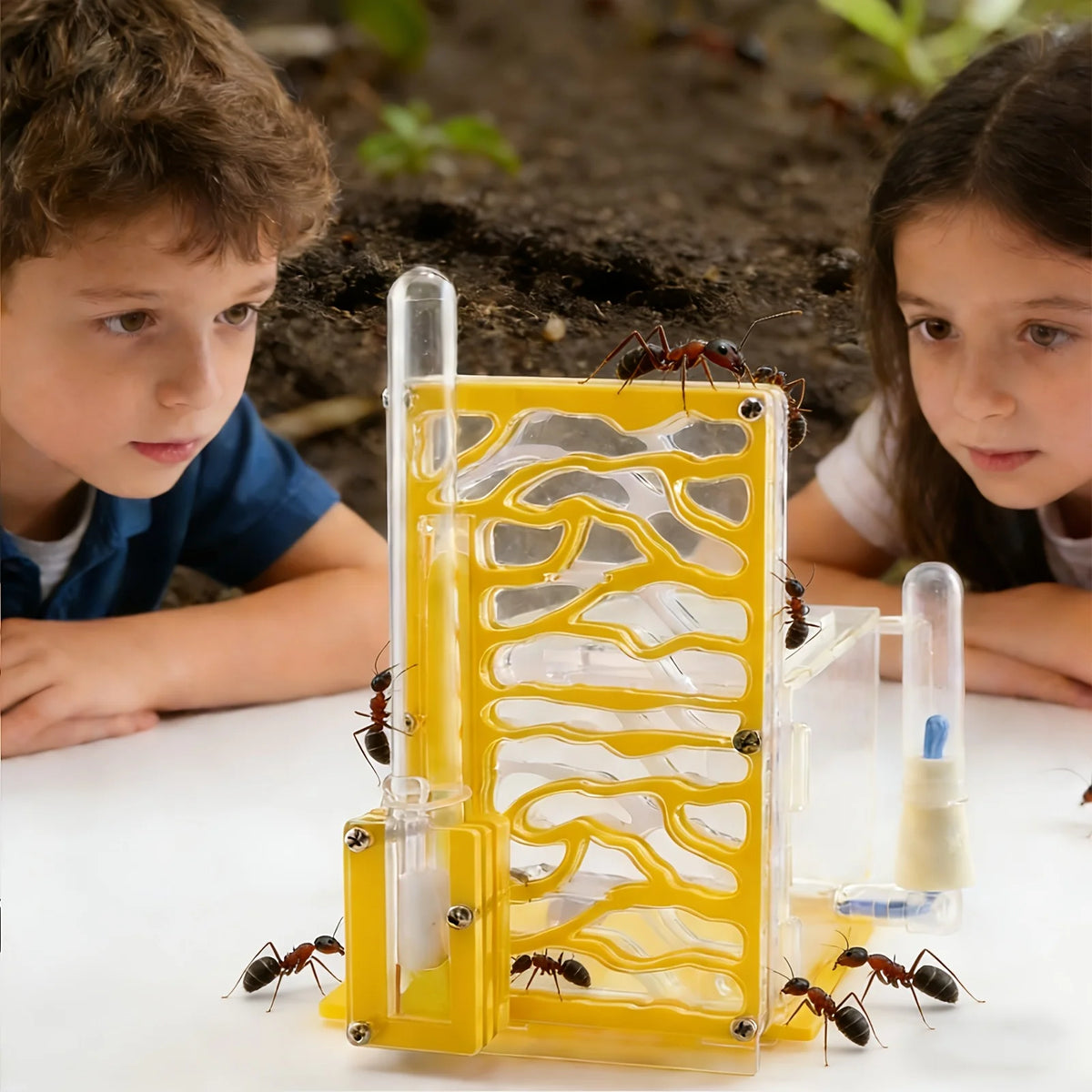 Transparent Acrylic T-Shaped Ant Nest With Built-In Feeding Area