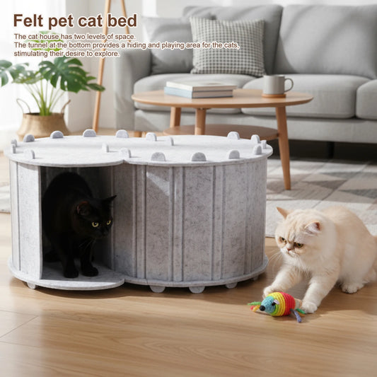 Foldable Cat Tunnel Bed Semi Enclosed Peekaboo Pet House