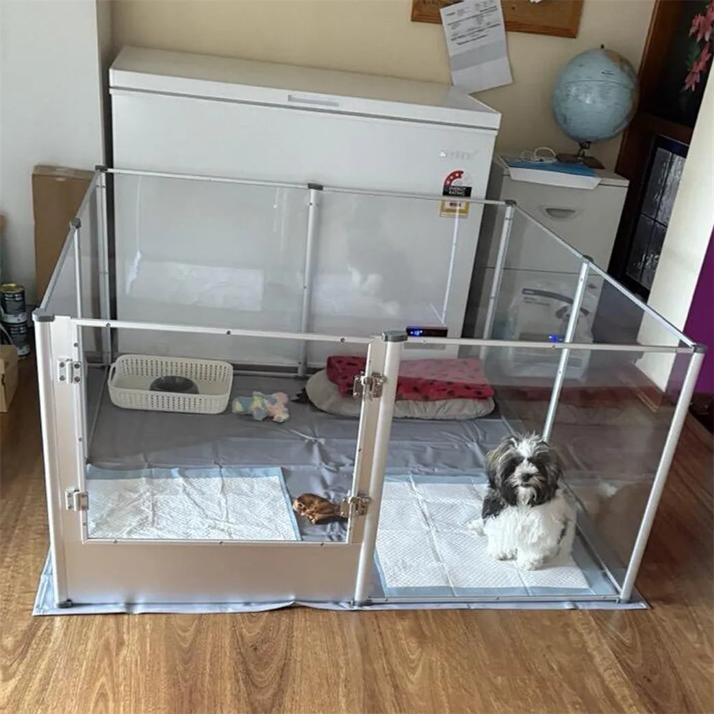 BORWART Acrylic Dog Playpen Indoor Pet Enclosure With Clear Panels