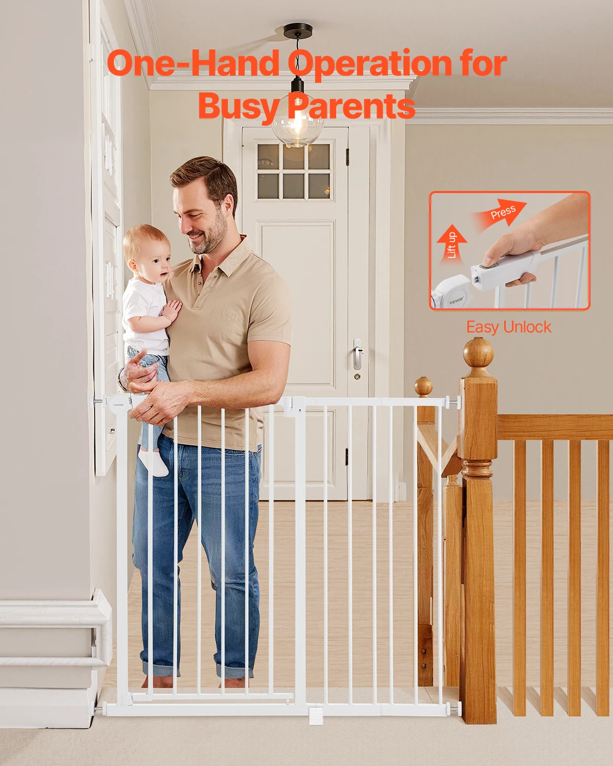 SucceBuy Pressure Mounted Walk Through Baby Pet Security Gate