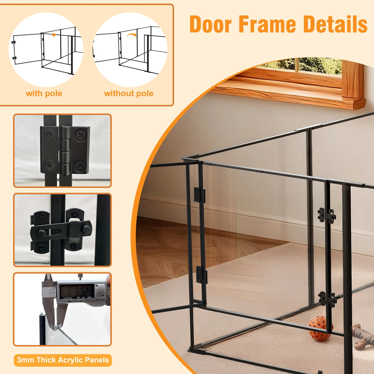 BORWART Acrylic Pet Playpen Enclosure For Dogs Cats And Rabbits