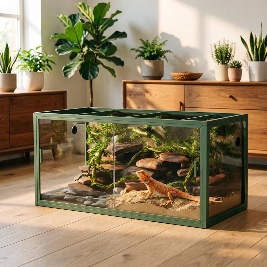 120 Gallon Reptile Terrarium, 4x2x2 ft Front Opening Glass Enclosure,Reptile Tank with Screen Top Ventilation for Lizard Snake