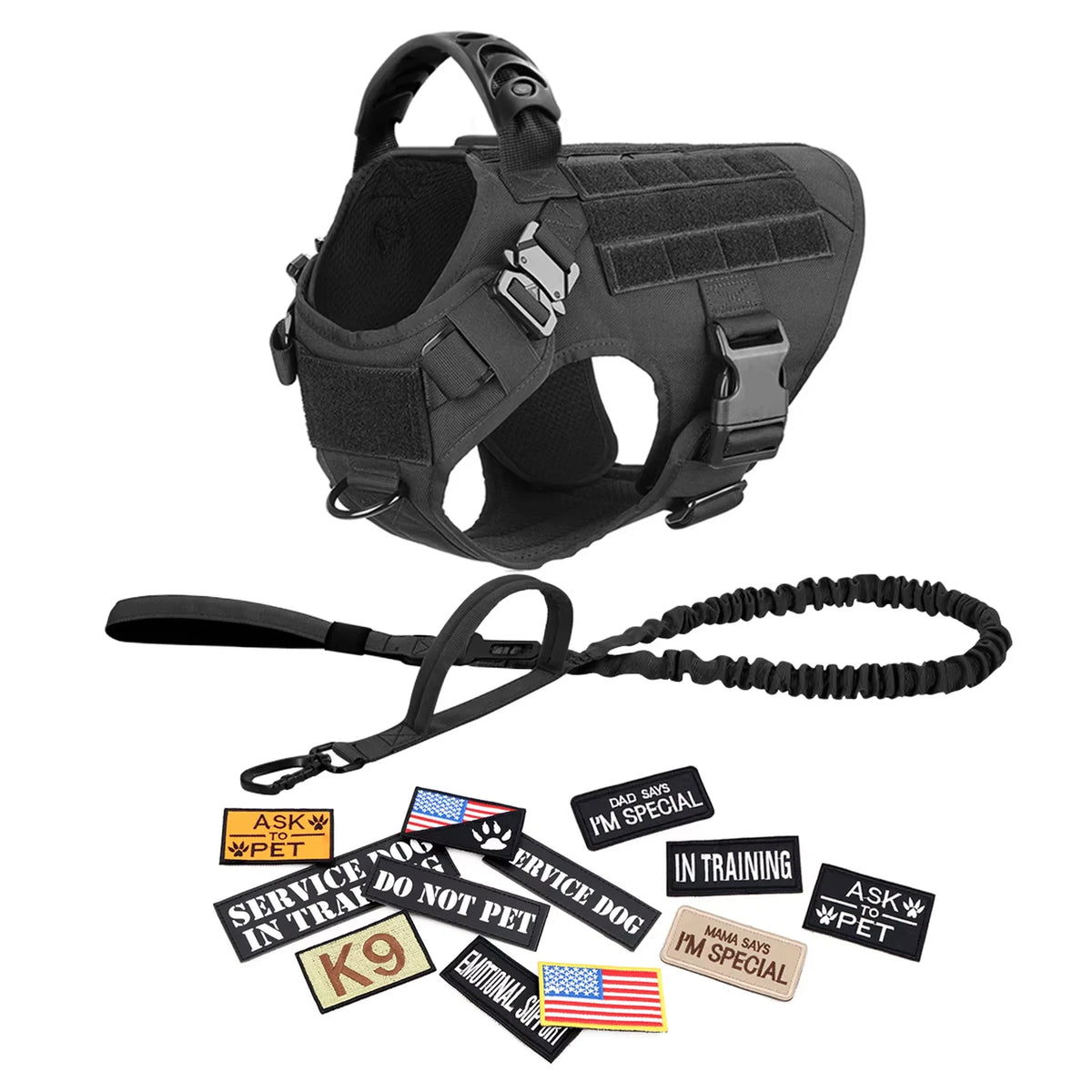 Petravel Tactical Large Dog Harness Vest Quick Release Padded Design