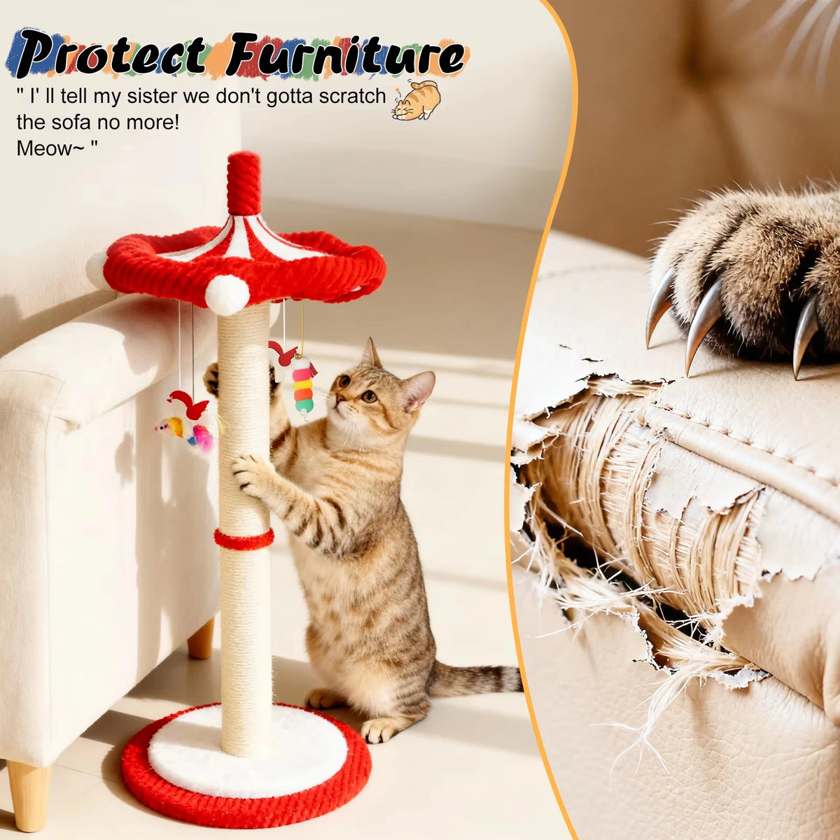 CWV Rotating Cat Scratching Post And Tower For Indoor Cats