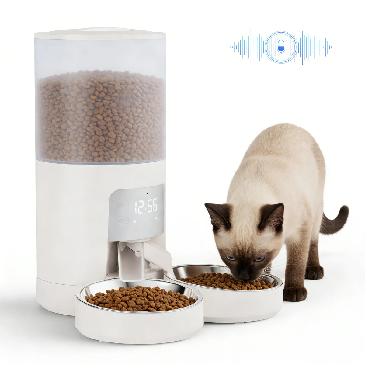 Automatic Programmable Cat Feeder With Dual Stainless Bowls