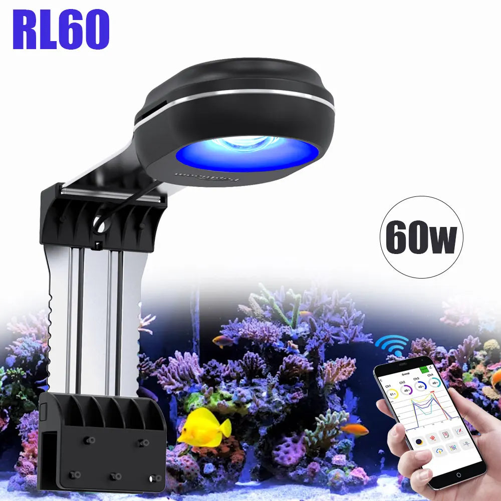 Newest PopBloom 60W 80W Nano Aquarium Light, Professional LED Aquarium Lamp High PAR for SPS/LPS Corals Saltwater Fish Aquarium LED