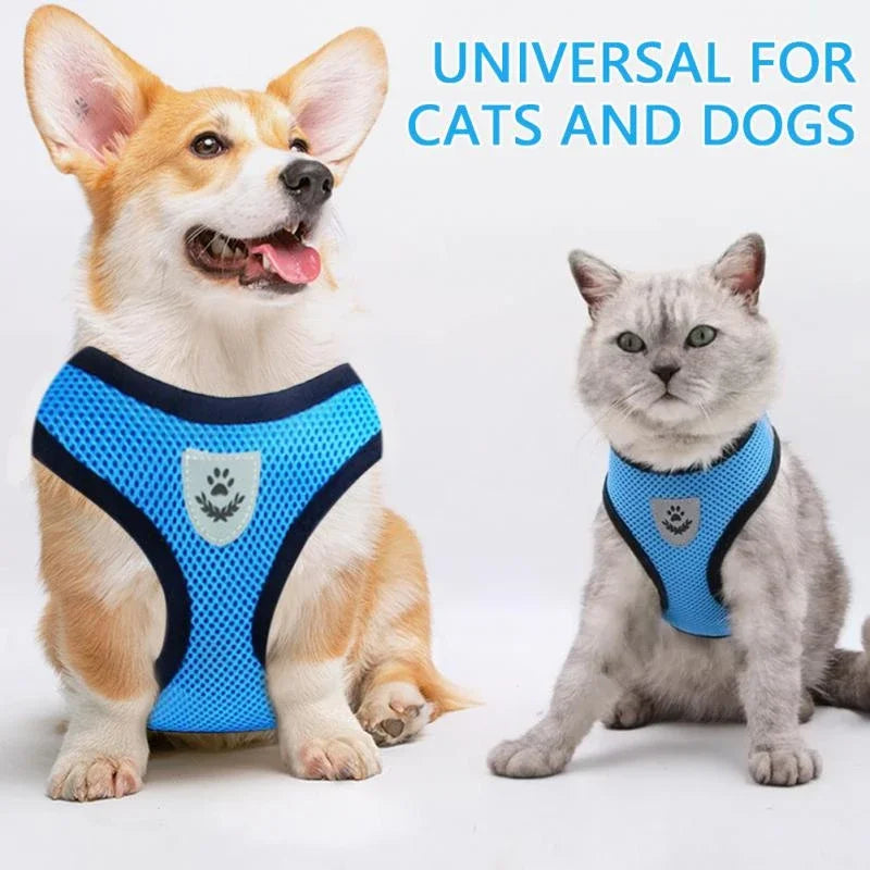 Adjustable Reflective Pet Harness With Leash For Dogs And Cats