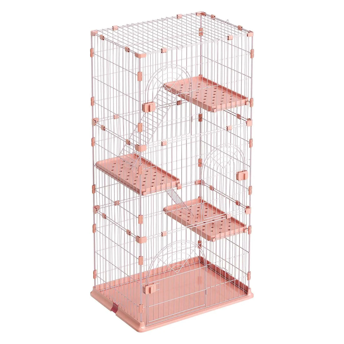 Four Tier Indoor Cat Playpen With Ladders And Detachable Kennel
